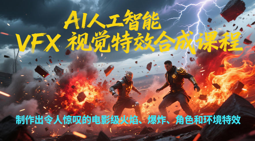 AI人工智能VFX视觉特效合成课程，制作出令人惊叹的电影级火焰、爆炸、角色和环境特效客创社区-专注互联网轻资产资源整合与分享客创社区-专注互联网轻资产资源整合与分享