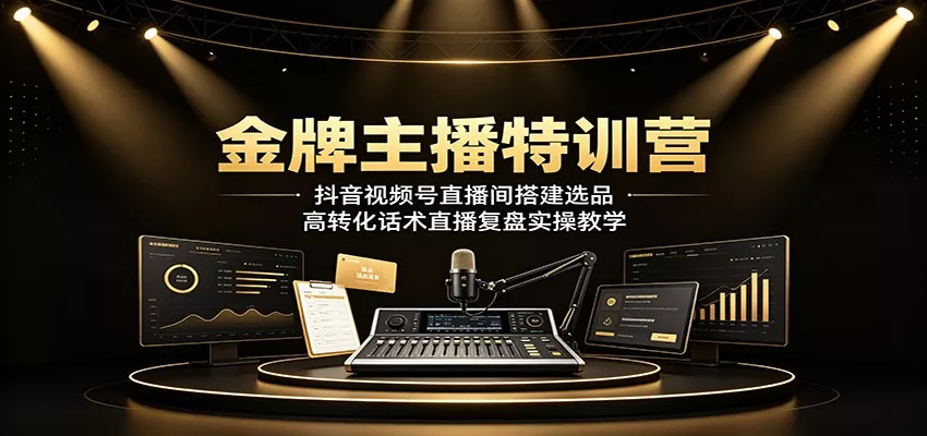 金牌主播特训营：抖音视频号直播间搭建选品，高转化话术直播复盘实操教学客创社区-专注互联网轻资产资源整合与分享客创社区-专注互联网轻资产资源整合与分享