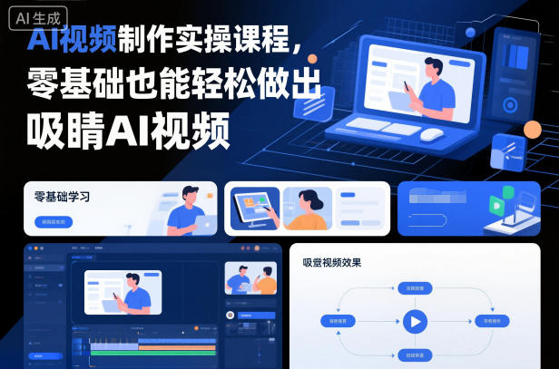 AI视频制作实操课程，零基础也能轻松做出吸睛AI视频客创社区-专注互联网轻资产资源整合与分享客创社区-专注互联网轻资产资源整合与分享
