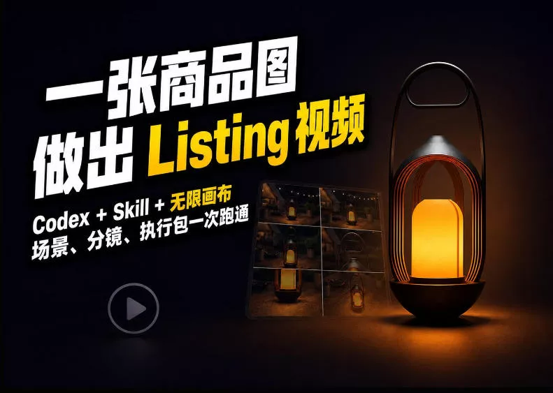 Codex+无限画布，把一张商品图变成可执行的Amazon Listing视频 《鱼见海科技》-鱼见海资源网-免费PHP网站源码模板,插件软件网创AI智能体资源分享平台！