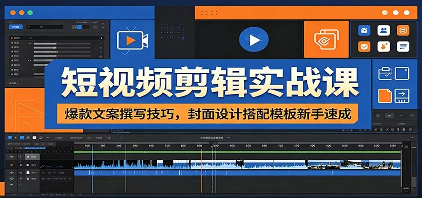 短视频剪辑实战课：爆款文案撰写技巧，封面设计搭配模板新手速成客创社区-专注互联网轻资产资源整合与分享客创社区-专注互联网轻资产资源整合与分享