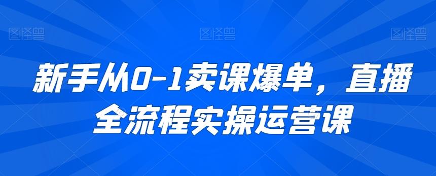 新手从0-1卖课爆单，直播全流程实操运营课客创社 - 专注互联网轻资产创业及网络项目资源整合与分享客创社 - 专注互联网轻资产创业及网络项目资源整合与分享