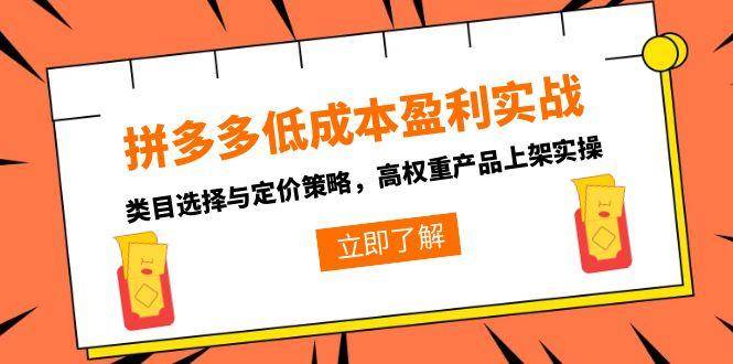 （15143期）拼多多低成本盈利实战，类目选择与定价策略，高权重产品上架实操-客创社 - 专注互联网轻资产创业及网络项目资源整合与分享客创社-免费且强大的项目分享网站！