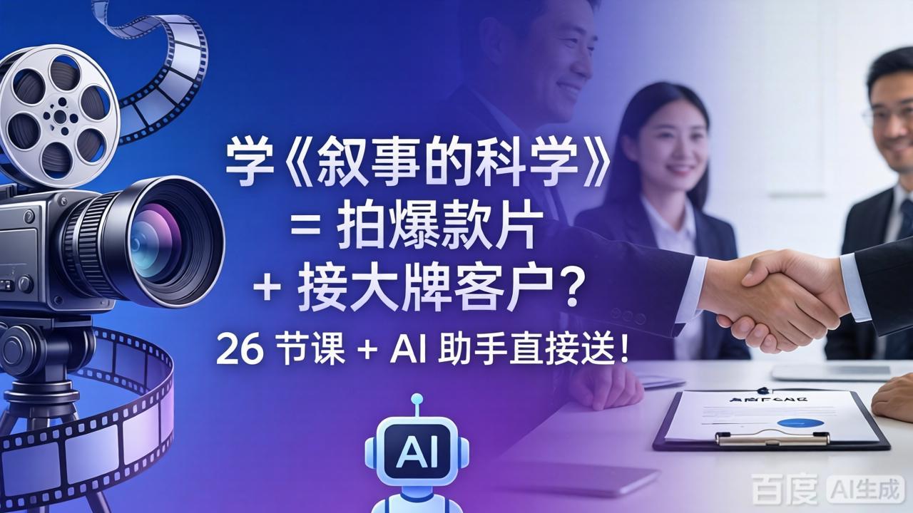 学《叙事的科学》= 拍爆款片 + 接大牌客户？26 节课 + AI 助手直接送！客创社区-专注互联网轻资产资源整合与分享客创社区-专注互联网轻资产资源整合与分享