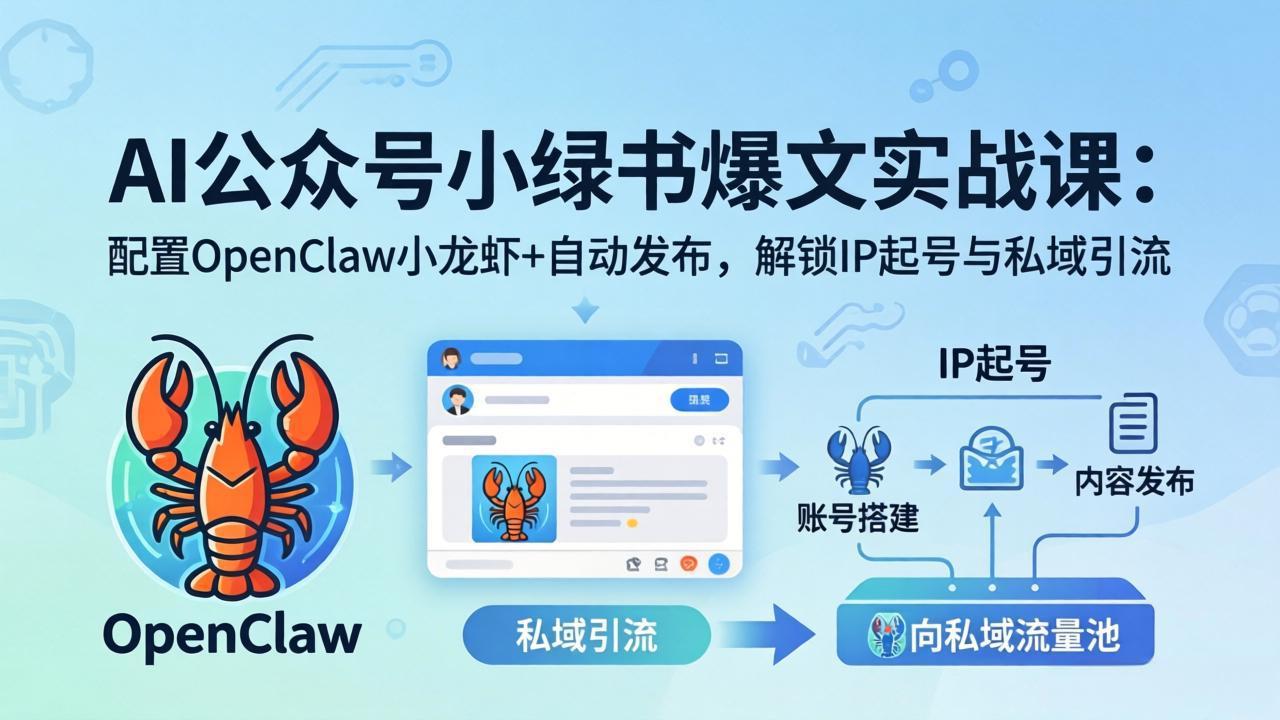 AI公众号小绿书变现实战课：小绿书爆文写作+OpenClaw自动发布，解锁IP起号与私域引流-鱼见海资源网-免费PHP网站源码模板,插件软件网创AI智能体资源分享平台！