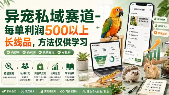 异宠私域赛道-每单利润500以上长线品，方法仅供学习星享资源网星享资源网