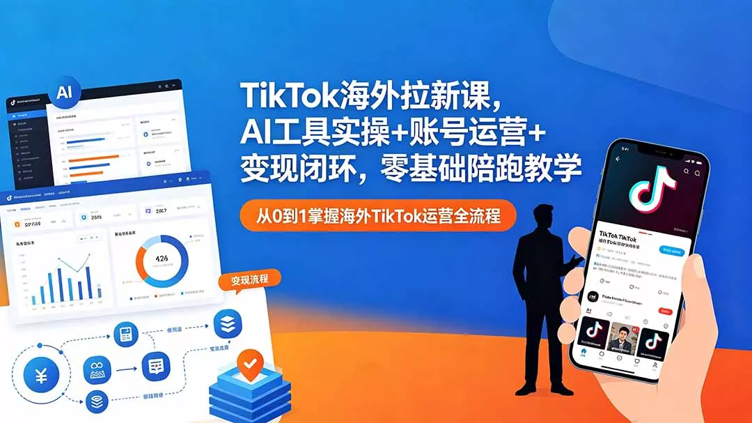 TikTok海外拉新课，AI工具实操+账号运营+变现闭环，零基础陪跑教学 《鱼见海科技》-鱼见海资源网-免费PHP网站源码模板,插件软件网创AI智能体资源分享平台！