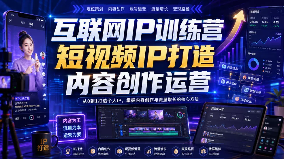 互联网IP训练营，短视频IP打造，内容创作运营 《鱼见海科技》-鱼见海资源网-免费PHP网站源码模板,插件软件网创AI智能体资源分享平台！