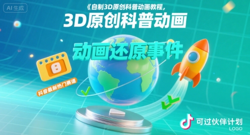 自制3D原创科普动画教程，动画还原事件，抖音最新热门赛道，可过伙伴计划-客创社 - 专注互联网轻资产创业及网络项目资源整合与分享客创社-免费且强大的项目分享网站！