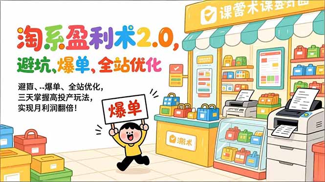 淘系盈利术2.0，避坑、爆单、全站优化，三天掌握高投产玩法，实现月利润翻倍！ | 鱼见海科技-鱼见海资源网-免费PHP网站源码模板,插件软件网创AI智能体资源分享平台！