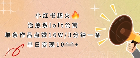 小红书超火的治愈系loft公寓，单条作品点赞16W，3分钟一条，单日变现数张客创社 - 专注互联网轻资产创业及网络项目资源整合与分享客创社 - 专注互联网轻资产创业及网络项目资源整合与分享