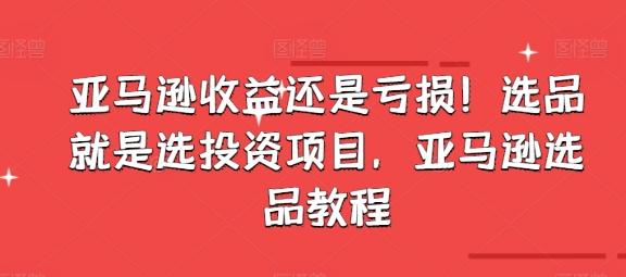 亚马逊收益还是亏损！选品就是选投资项目，亚马逊选品教程客创社 - 专注互联网轻资产创业及网络项目资源整合与分享客创社 - 专注互联网轻资产创业及网络项目资源整合与分享