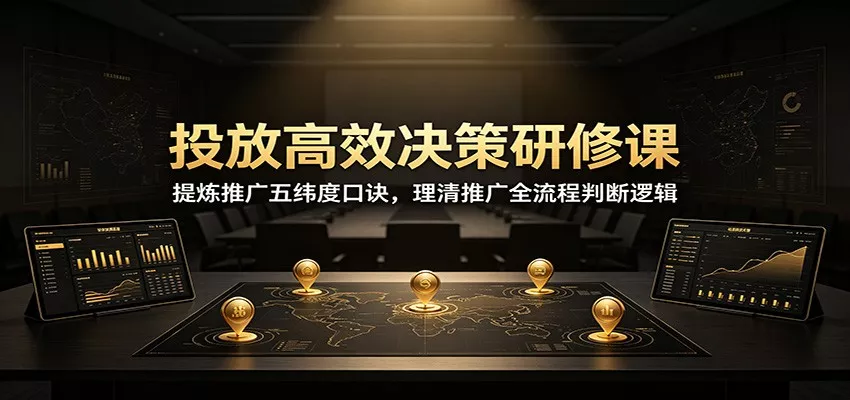 投放高效决策研修课：提炼推广五纬度口诀，理清推广全流程判断逻辑客创社区-专注互联网轻资产资源整合与分享客创社区-专注互联网轻资产资源整合与分享