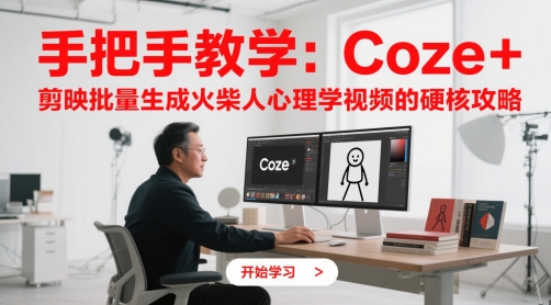 手把手教学：Coze + 剪映批量生成火柴人心理学视频的硬核攻略-客创社 - 专注互联网轻资产创业及网络项目资源整合与分享客创社-免费且强大的项目分享网站！