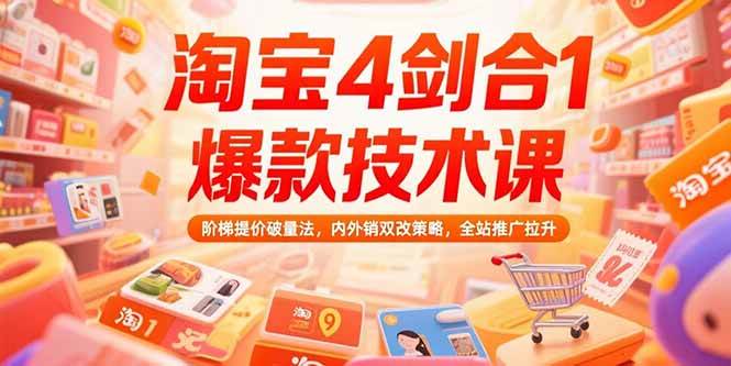 （15415期）淘宝4剑合1爆款技术课，阶梯提价破量法，内外销双改策略，全站推广拉升-客创社 - 专注互联网轻资产创业及网络项目资源整合与分享客创社-免费且强大的项目分享网站！