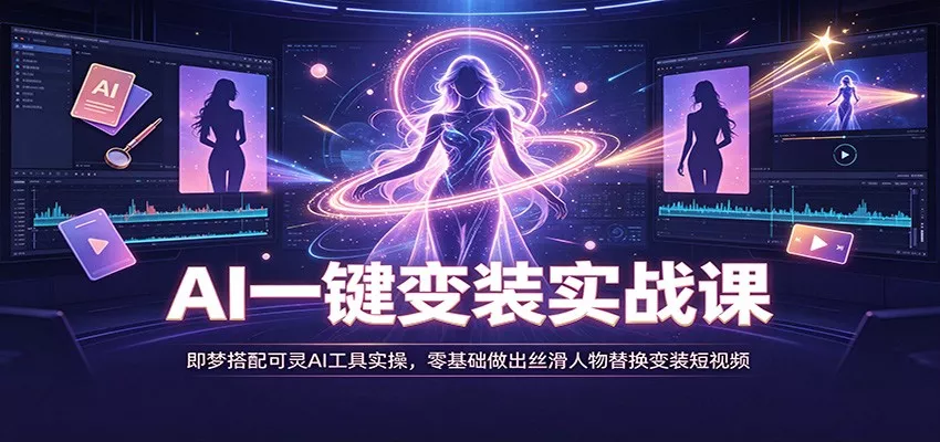 AI一键变装实战课：即梦搭配可灵AI工具实操，零基础做出丝滑人物替换变装短视频星享资源网星享资源网