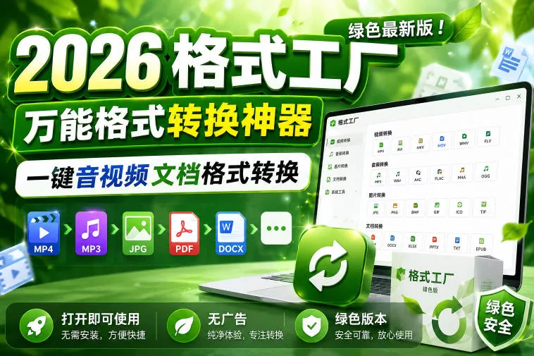 2026格式工厂绿色最新版！万能格式转换神器，一键音视频文档格式转换，打开即可使用，无广告绿色版本客创社区-专注互联网轻资产资源整合与分享客创社区-专注互联网轻资产资源整合与分享