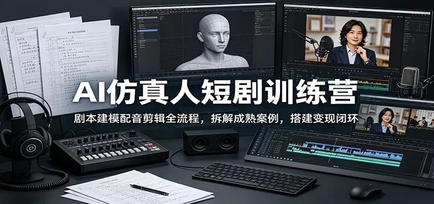 AI仿真人短剧训练营：剧本建模配音剪辑全流程，拆解成熟案例，搭建变现闭环客创社区-专注互联网轻资产资源整合与分享客创社区-专注互联网轻资产资源整合与分享