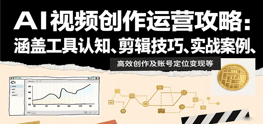 AI视频创作运营攻略：涵盖工具认知、剪辑技巧、实战案例、高效创作及账号定位变现等-客创社 - 专注互联网轻资产创业及网络项目资源整合与分享客创社-免费且强大的项目分享网站！