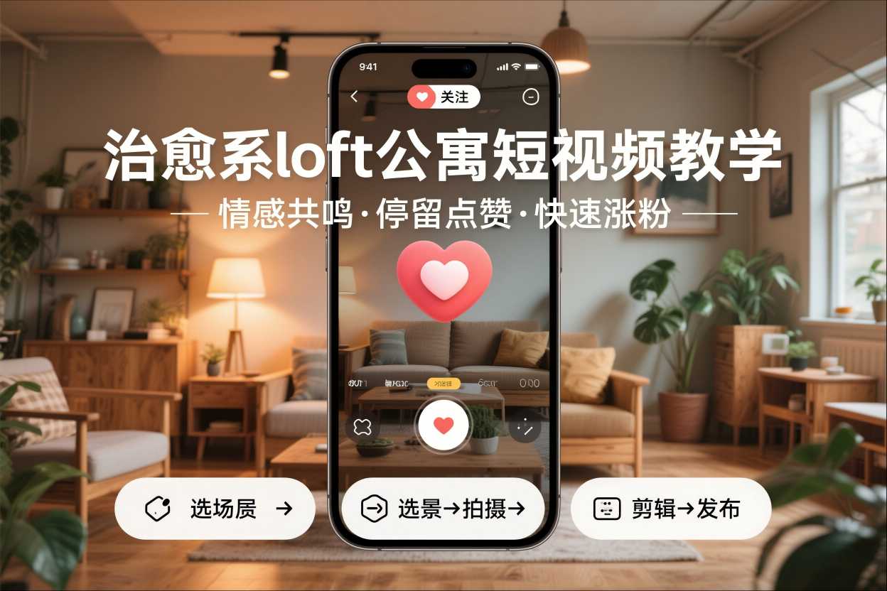 治愈系loft公寓短视频制作教学，情感共鸣引停留点赞关注，快速起号涨粉客创社区-专注互联网轻资产资源整合与分享客创社区-专注互联网轻资产资源整合与分享