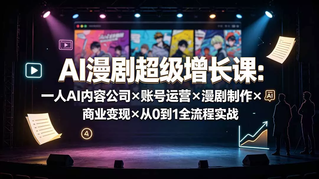 AI漫剧超级增长课：一人AI内容公司×账号运营×漫剧制作×商业变现×从0到1全流程实战-鱼见海资源网-免费PHP网站源码模板,插件软件网创AI智能体资源分享平台！
