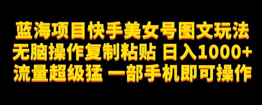 蓝海项目快手美女号图文玩法，无脑操作复制粘贴，日入1000+流量超级猛一部手机即可操作【揭秘】客创社 - 专注互联网轻资产创业及网络项目资源整合与分享客创社 - 专注互联网轻资产创业及网络项目资源整合与分享