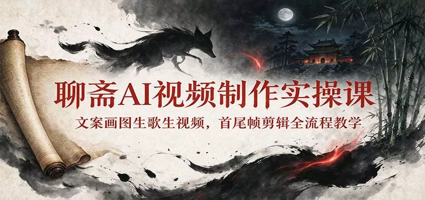 聊斋AI视频制作实操课：文案画图生歌生视频，首尾帧剪辑全流程教学客创社区-专注互联网轻资产资源整合与分享客创社区-专注互联网轻资产资源整合与分享