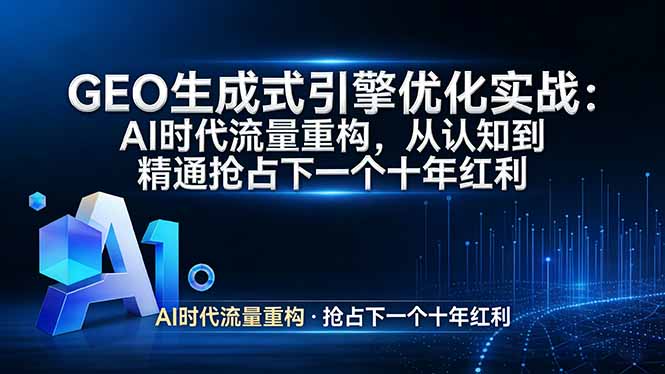 GEO 生成式引擎优化实战：AI时代流量重构，从认知到精通抢占下一个十年红利客创社区-专注互联网轻资产资源整合与分享客创社区-专注互联网轻资产资源整合与分享