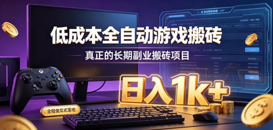 低成本全自动游戏搬砖，真正的长期副业搬砖项目，日入1k+，全程傻瓜式落地【揭秘】星享资源网星享资源网