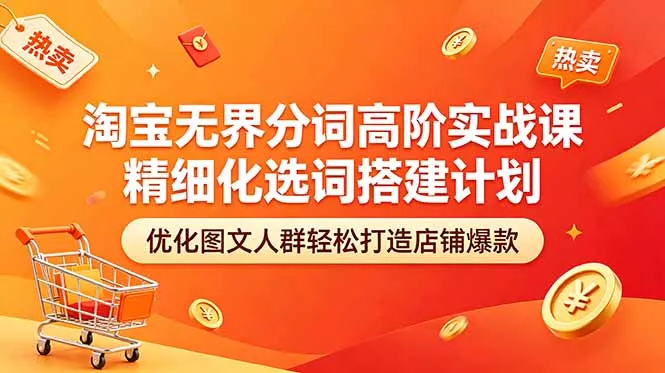 淘宝无界分词高阶实战课 精细化选词搭建计划 优化图文人群轻松打造店铺爆款 《鱼见海科技》-鱼见海资源网-免费PHP网站源码模板,插件软件网创AI智能体资源分享平台！