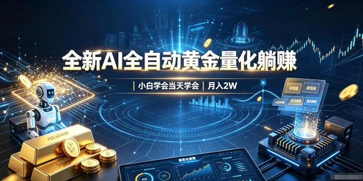 全新AI全自动黄金量化躺賺：小白学会当天学会，月入2W！【揭秘】-鱼见海资源网-免费PHP网站源码模板,插件软件网创AI智能体资源分享平台！