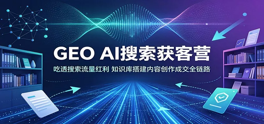 GEO AI搜索获客营：吃透搜索流量红利，知识库搭建内容创作成交全链路-鱼见海资源网-免费PHP网站源码模板,插件软件网创AI智能体资源分享平台！