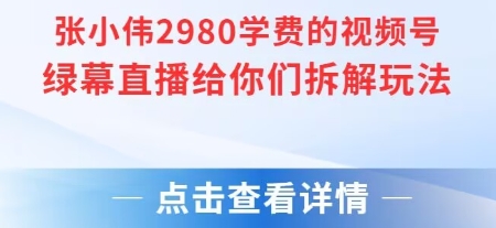 张小伟2980付费额视频号绿幕直播给你们拆解玩法-客创社 - 专注互联网轻资产创业及网络项目资源整合与分享客创社-免费且强大的项目分享网站！