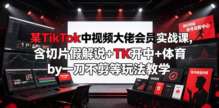 某TikTok中视频大佬会员实战课，含切片假解说+TK开中+体育by一刀不剪等玩法教学-鱼见海资源网-免费PHP网站源码模板,插件软件网创AI智能体资源分享平台！