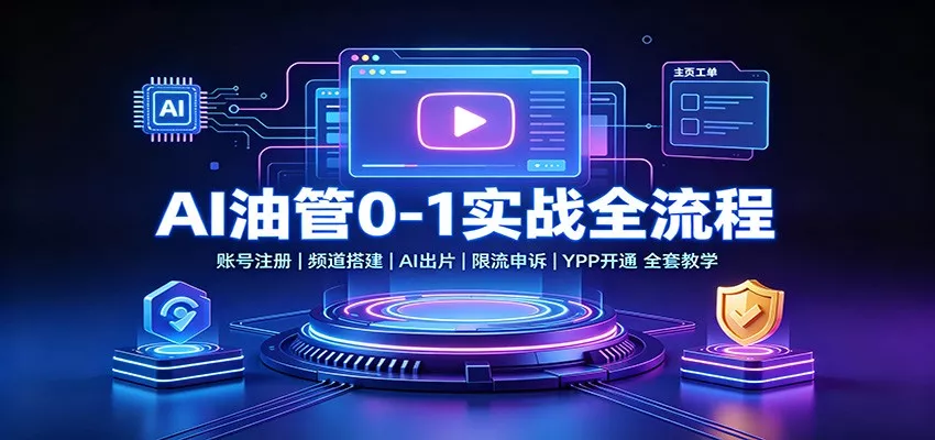 AI油管0-1实战：账号注册频道搭建，AI出片，限流申诉，YPP开通全套教学 《鱼见海科技》-鱼见海资源网-免费PHP网站源码模板,插件软件网创AI智能体资源分享平台！