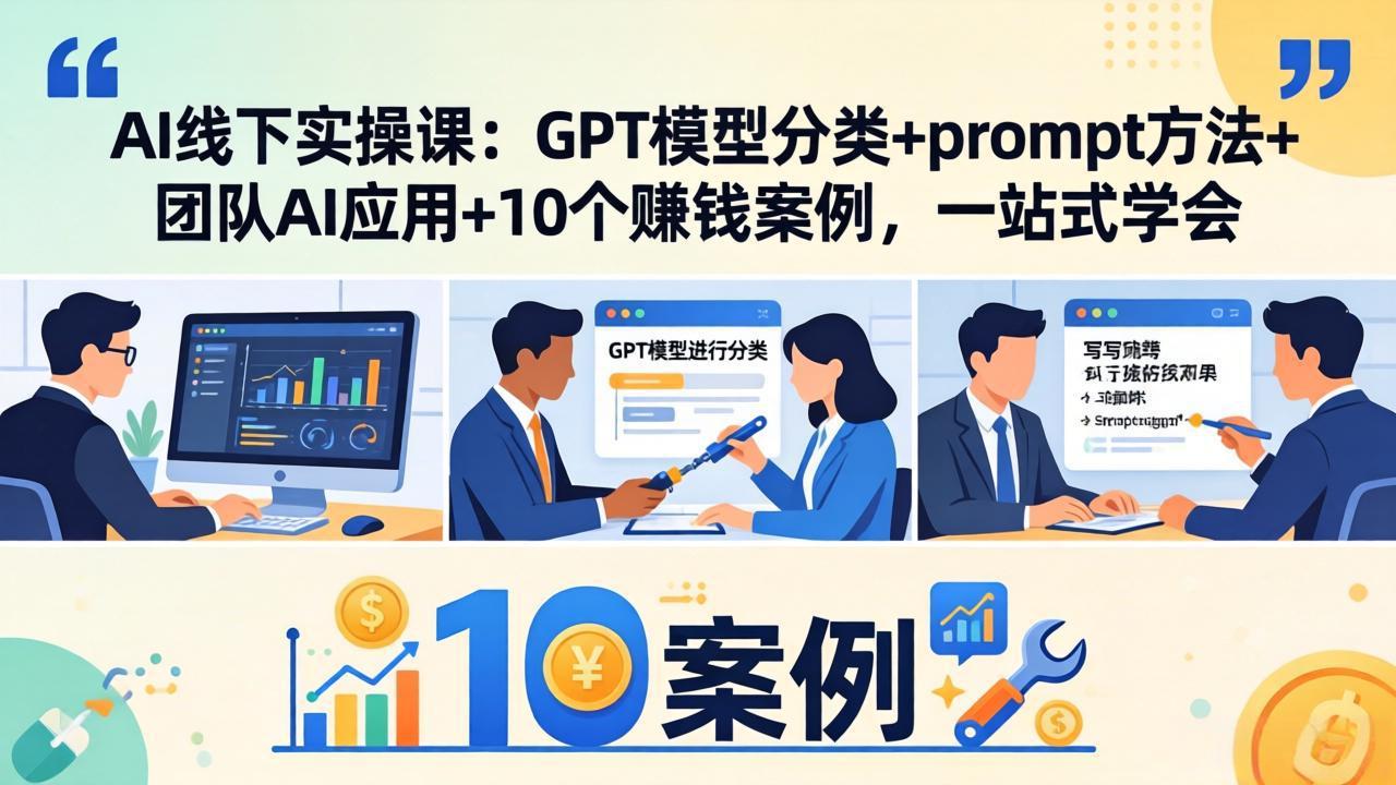 AI线下实操课：GPT模型分类+prompt方法+团队AI应用+10个赚钱案例，一站式学会客创社区-专注互联网轻资产资源整合与分享客创社区-专注互联网轻资产资源整合与分享