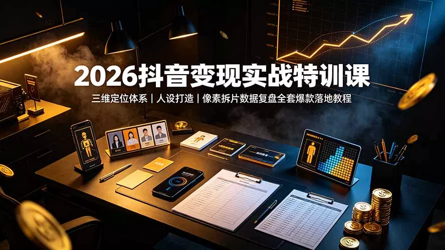 2026抖音变现实战特训课：三维定位体系｜人设打造｜像素拆片数据复盘全套爆款落地教程客创社区-专注互联网轻资产资源整合与分享客创社区-专注互联网轻资产资源整合与分享