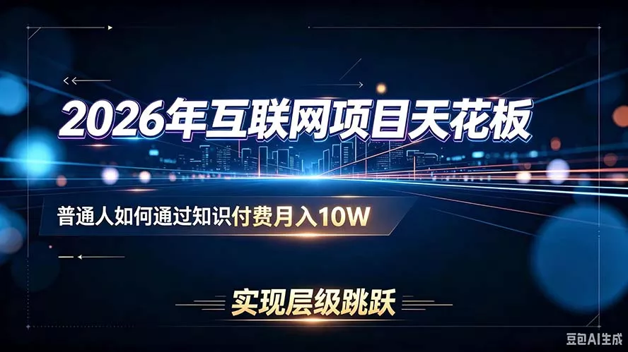 2026年互联网项目天花板：普通人如何通过知识付费月入10W，实现层级跳跃客创社区-专注互联网轻资产资源整合与分享客创社区-专注互联网轻资产资源整合与分享