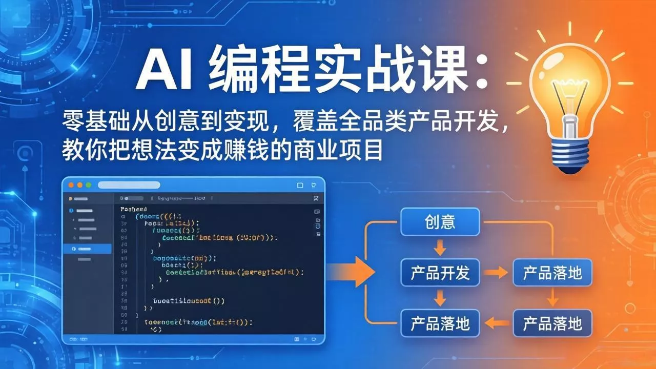 AI编程实战课-第三期-5月19更新：零基础从创意到变现，覆盖全品类产品开发，把想法变成赚钱项目 《鱼见海科技》-鱼见海资源网-免费PHP网站源码模板,插件软件网创AI智能体资源分享平台！