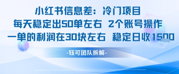 小红书信息差冷门项目一单利润30块每天稳定1.5k左右2个账号操作-客创社 - 专注互联网轻资产创业及网络项目资源整合与分享客创社-免费且强大的项目分享网站！