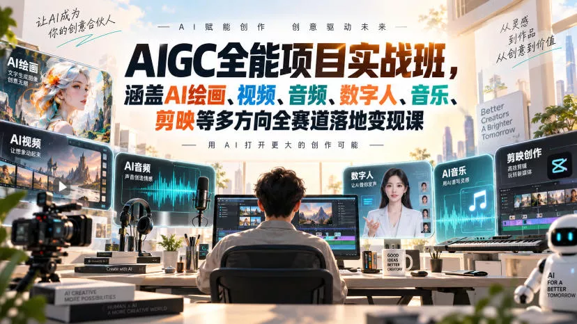 AIGC全能项目实战班，涵盖AI绘画、视频、音频、数字人、音乐、剪映等多方向全赛道落地变现课 《鱼见海科技》-鱼见海资源网-免费PHP网站源码模板,插件软件网创AI智能体资源分享平台！