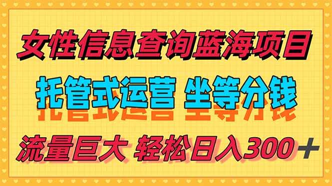 （15216期）稳定日入300＋，小众信息查询蓝海项目，全程懒人式托管，解放你的时间-客创社 - 专注互联网轻资产创业及网络项目资源整合与分享客创社-免费且强大的项目分享网站！