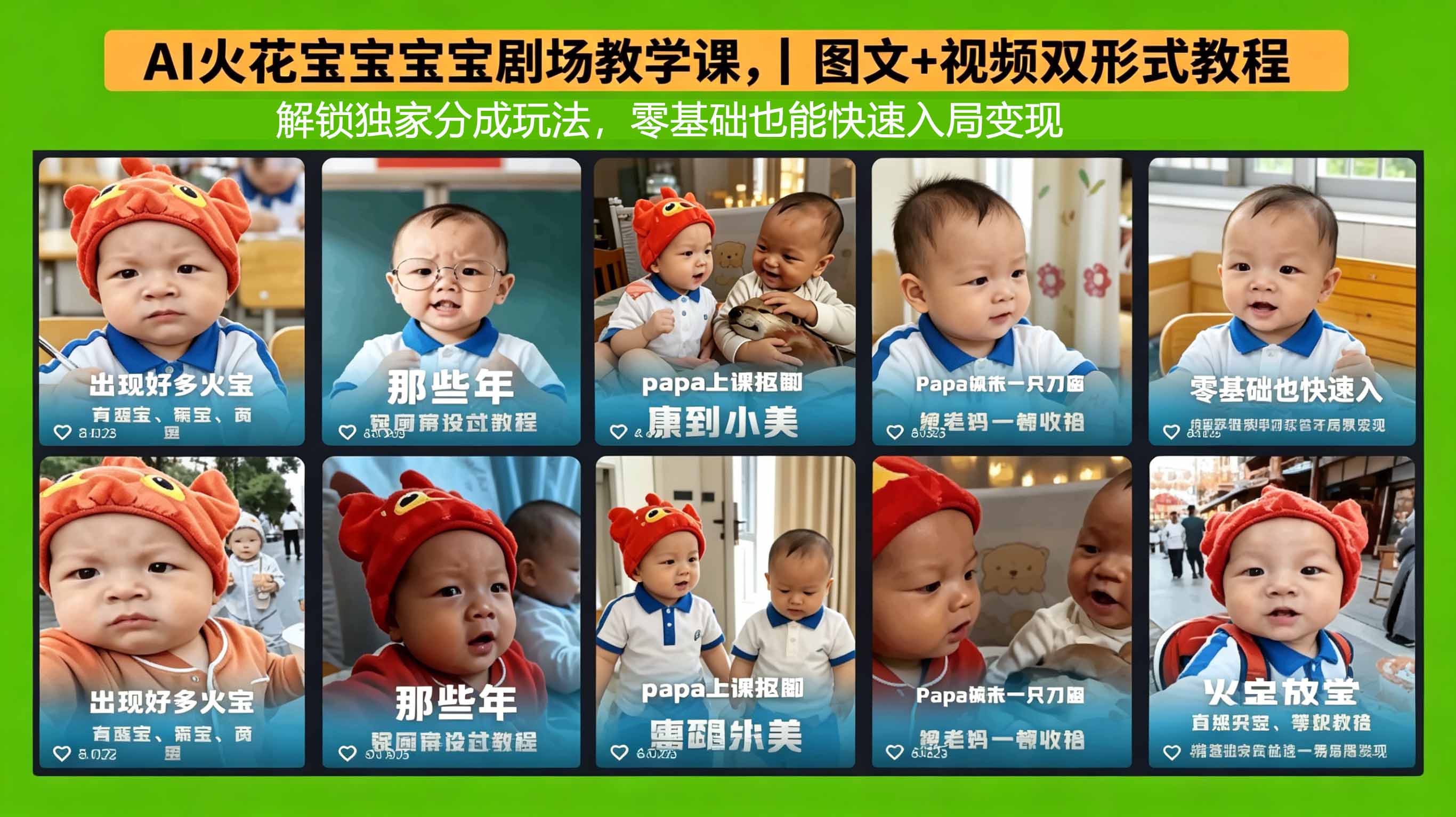 AI火花宝宝宝宝剧场教学课，图文+视频双形式教程，解锁独家分成玩法，零基础也能快速入局变现-九九网创