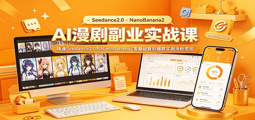 AI漫剧副业实战课：精通Seedance2.0与NanoBanana2零基础复刻爆款实现涨粉变现主用 -、辅助 +中赚AI网