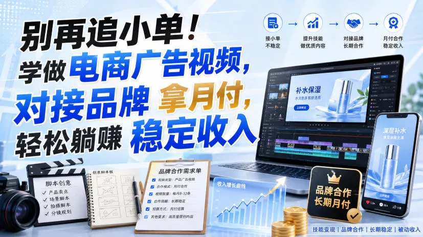 别再追小单！学做电商广告视频，对接品牌拿月付，轻松躺賺稳定收入【原创双语字幕】 《鱼见海科技》-鱼见海资源网-免费PHP网站源码模板,插件软件网创AI智能体资源分享平台！