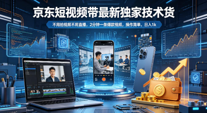 京东短视频带货最新独家技术，不用拍视频不用直播，2分钟一条爆款视频，操作简单，日入1k+【揭秘】客创社区-专注互联网轻资产资源整合与分享客创社区-专注互联网轻资产资源整合与分享
