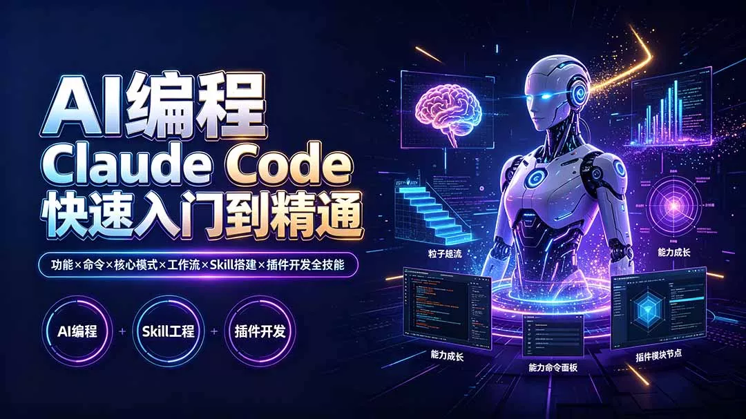 AI编程 Claude Code快速入门到精通：功能×命令×核心模式×工作流×Skill搭建×插件开发全技能-软件百科