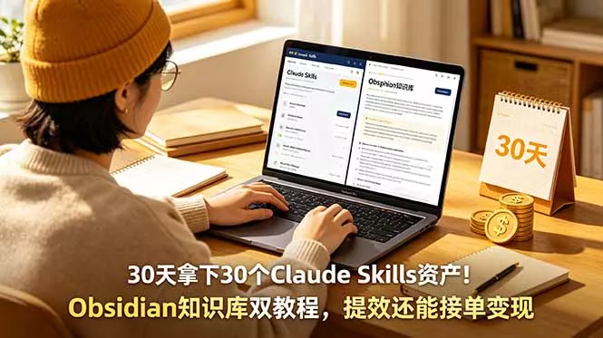 30天拿下30个Claude Skills资产！Obsidian知识库双教程，提效还能接单变现客创社区-专注互联网轻资产资源整合与分享客创社区-专注互联网轻资产资源整合与分享