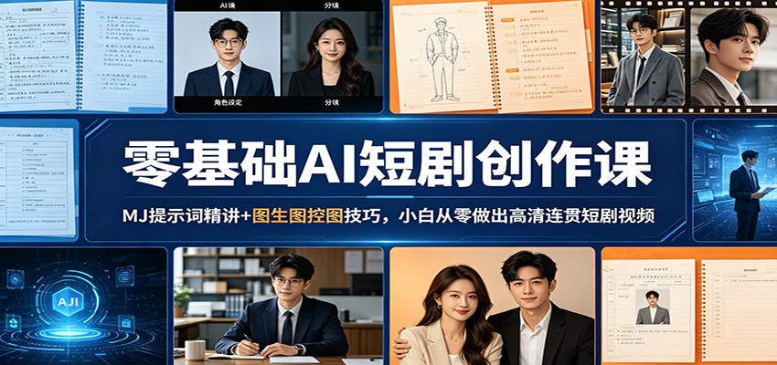 零基础AI短剧创作课：MJ提示词精讲+图生图控图技巧，小白从零做出高清连贯短剧视频客创社区-专注互联网轻资产资源整合与分享客创社区-专注互联网轻资产资源整合与分享
