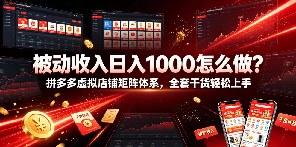 被动收入日入1000怎么做？拼多多虚拟店铺矩阵体系，全套干货轻松上手【揭秘】客创社区-专注互联网轻资产资源整合与分享客创社区-专注互联网轻资产资源整合与分享